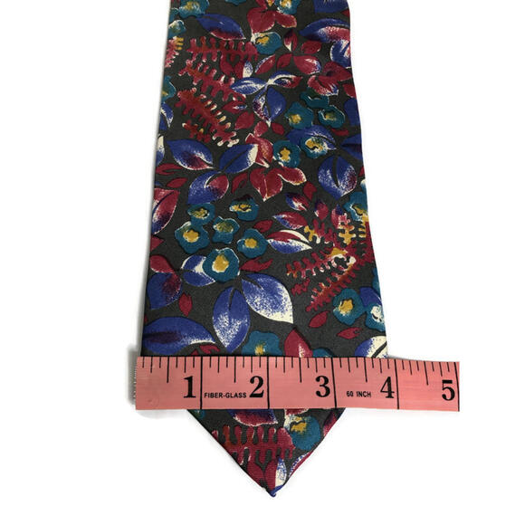 Christian Dior Monsieur Red Blue Floral Pattern Classic Silk Tie Necktie 58" - Picture 6 of 7